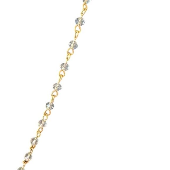 Gold-Tone Chain Necklace With Faceted Crystal Pendant & Lobster Clasp - Picture 3 of 5